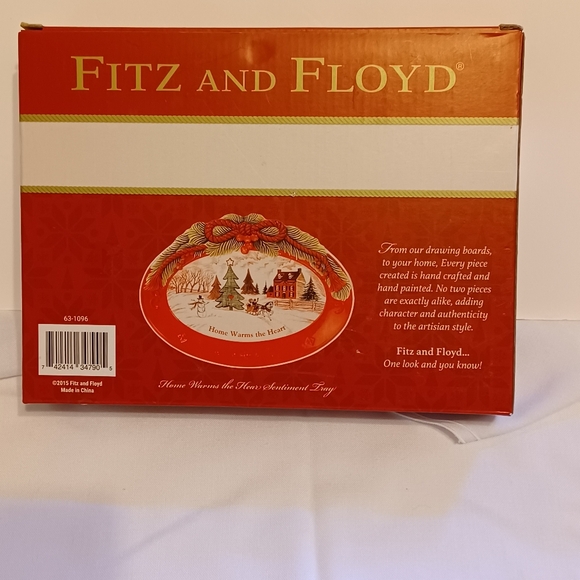 Christmas Fitz & Floyd "Home Warms The Heart" Tray in Box - Picture 8 of 8